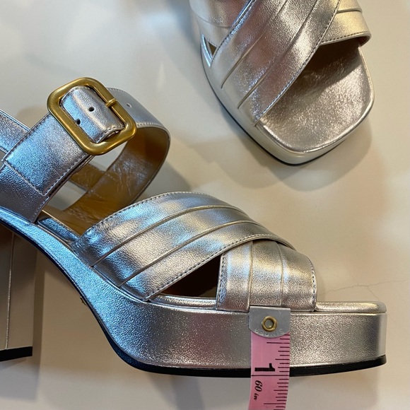 Gucci Silver Platform Block Heel Sandals - Picture 11 of 12